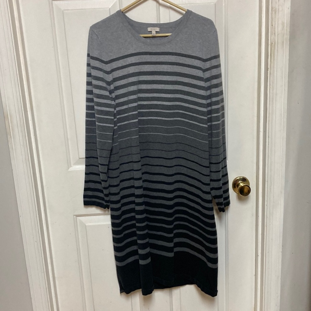 Talbots Gray Striped Sweater Dress